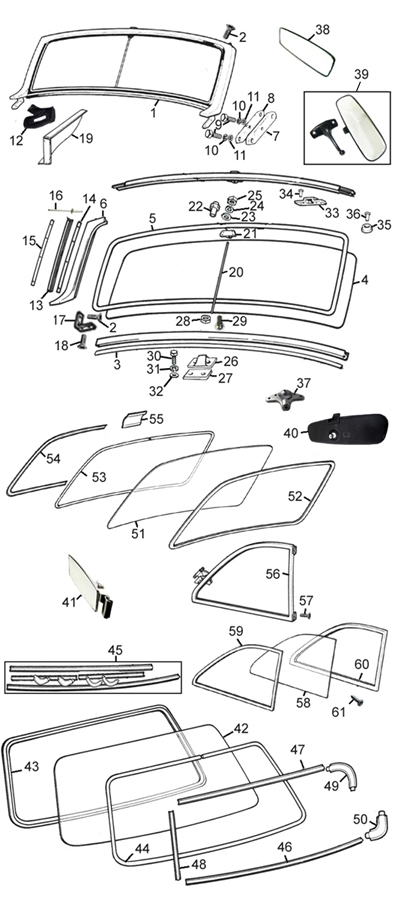 Image for Windscreens front and rear and mirrors
